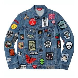 RARE NWT Supreme Patches Denim Jacket SS18 M